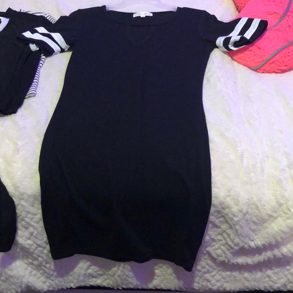 black & white body con dress